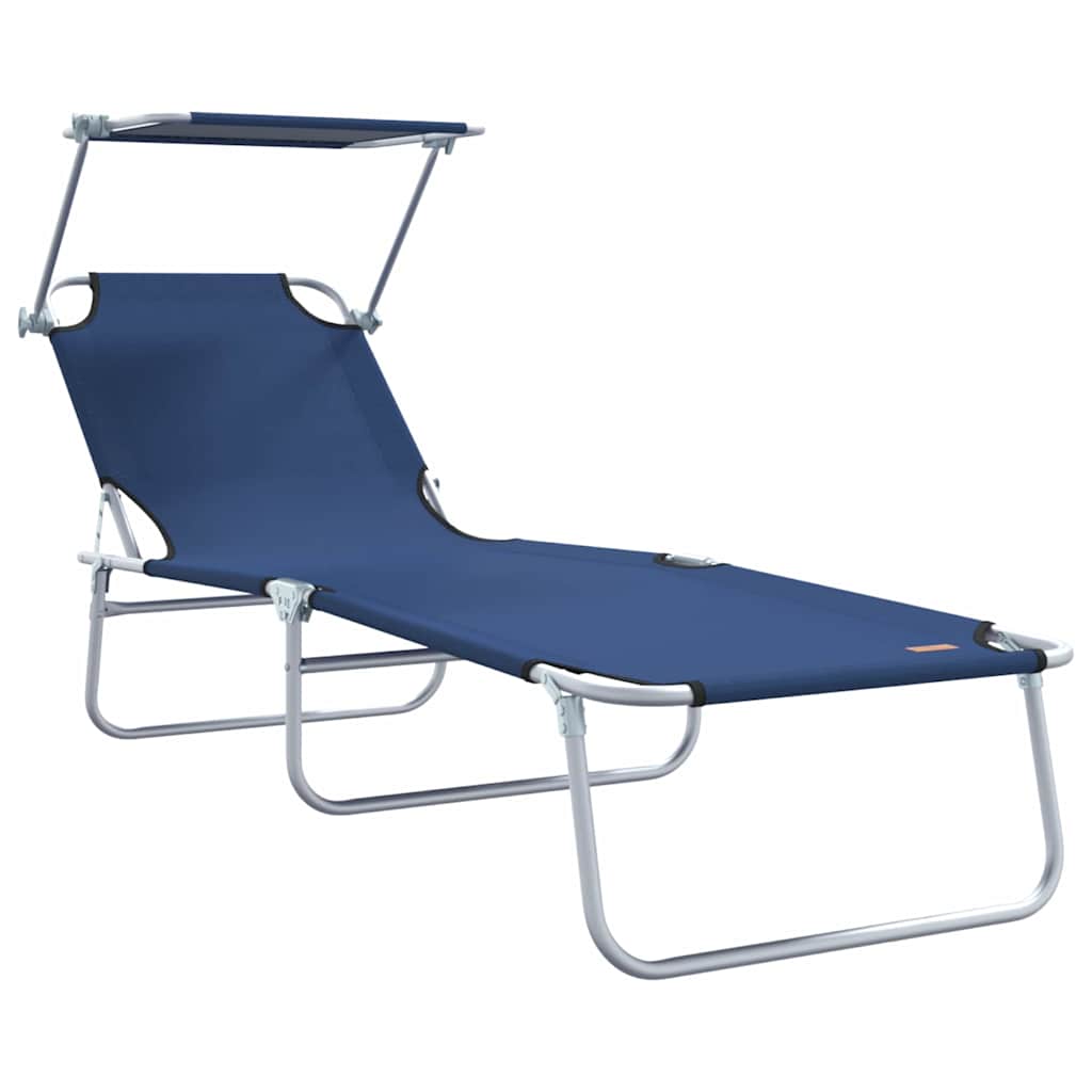 Tumbona 2 pcs Azul 58 x 188 x 77 cm Poliéster