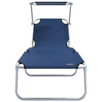 Tumbona 2 pcs Azul 58 x 188 x 77 cm Poliéster