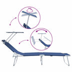 Tumbona 2 pcs Azul 58 x 188 x 77 cm Poliéster