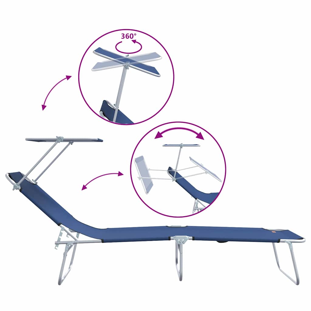 Tumbona 2 pcs Azul 58 x 188 x 77 cm Poliéster