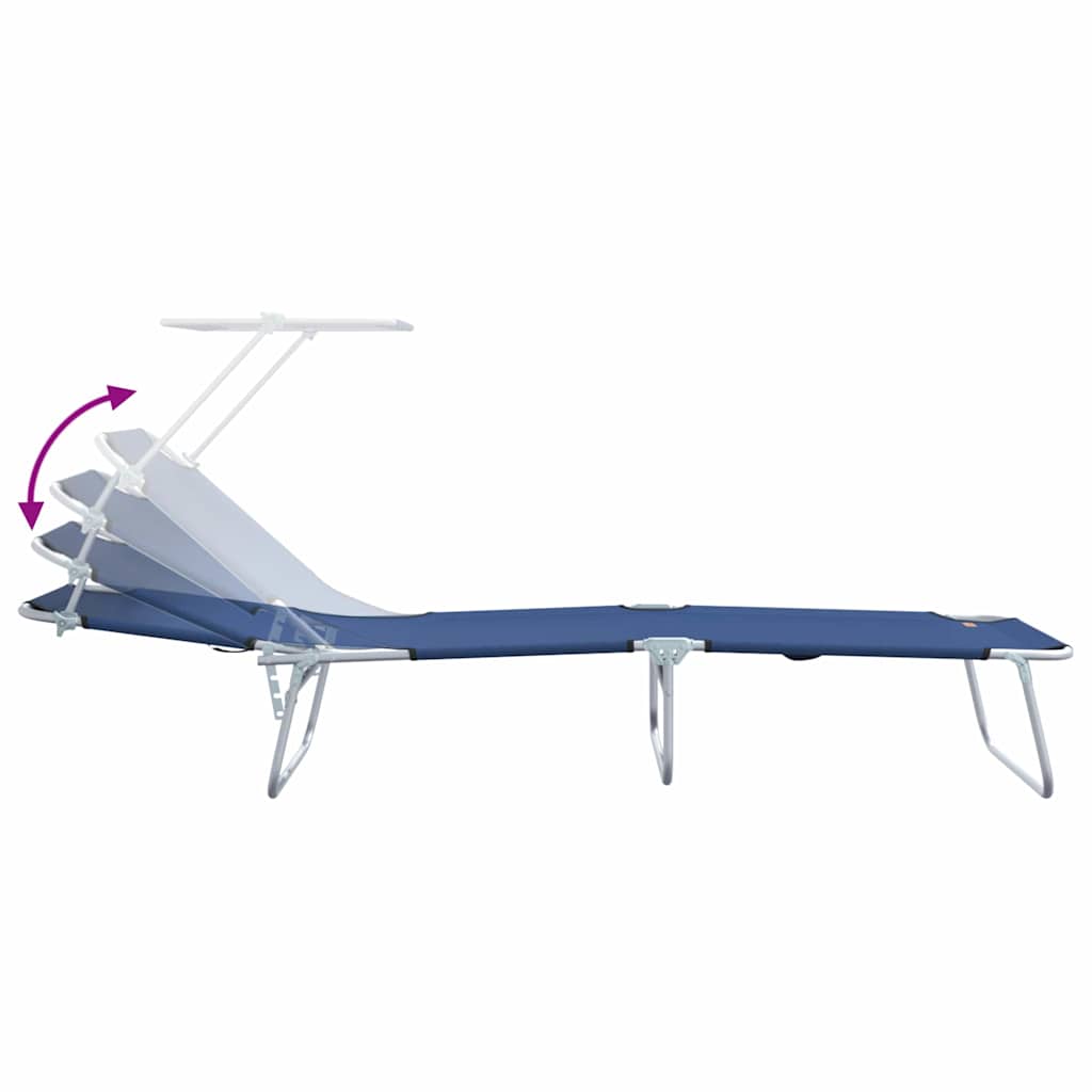 Tumbona 2 pcs Azul 58 x 188 x 77 cm Poliéster