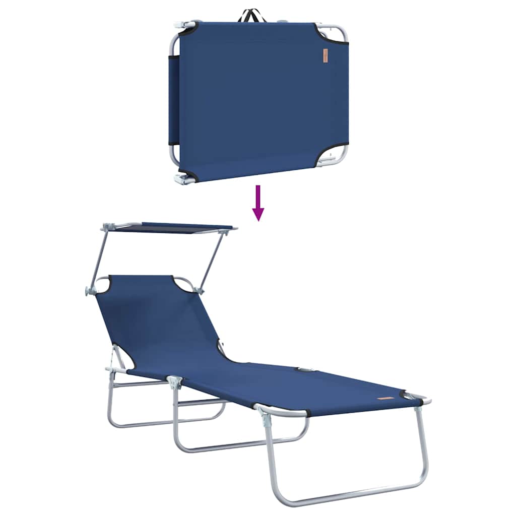 Tumbona 2 pcs Azul 58 x 188 x 77 cm Poliéster