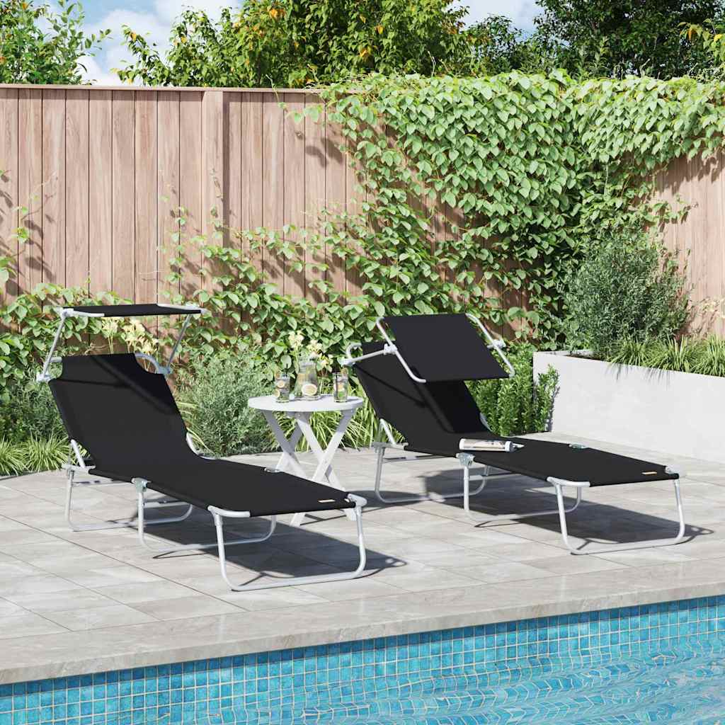 Tumbona 2 pcs Azul 58 x 188 x 77 cm Poliéster