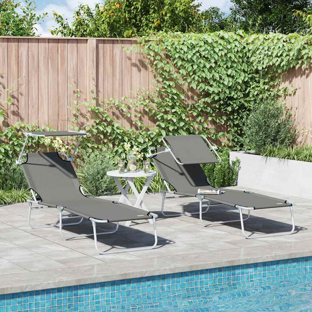 Tumbona 2 pcs Azul 58 x 188 x 77 cm Poliéster