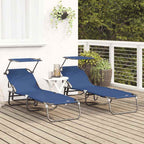 Tumbona plegable 2 pcs Azul 190 x 57 x 81 cm oxford