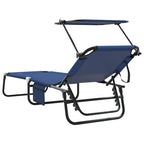Tumbona plegable 2 pcs Azul 190 x 57 x 81 cm oxford