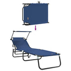 Tumbona plegable 2 pcs Azul 190 x 57 x 81 cm oxford