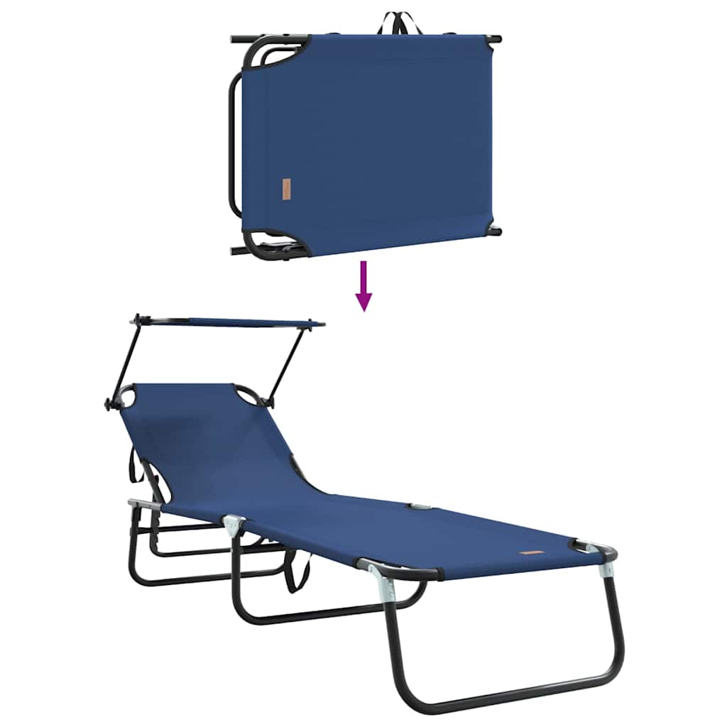Tumbona plegable 2 pcs Azul 190 x 57 x 81 cm oxford