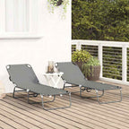 Tumbona plegable 2 pcs Gris 188 x 57 x 86,5 cm Poliéster