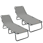 Tumbona plegable 2 pcs Gris 188 x 57 x 86,5 cm Poliéster