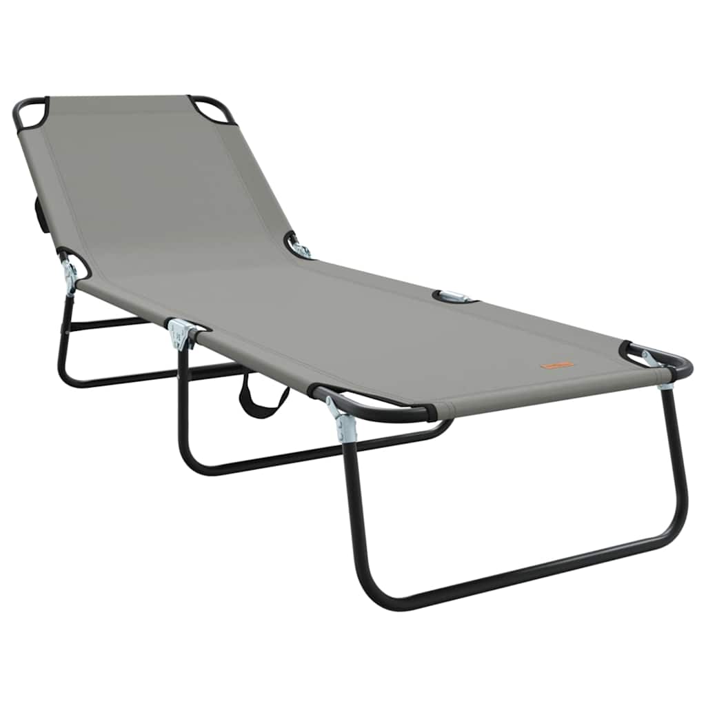 Tumbona plegable 2 pcs Gris 188 x 57 x 86,5 cm Poliéster