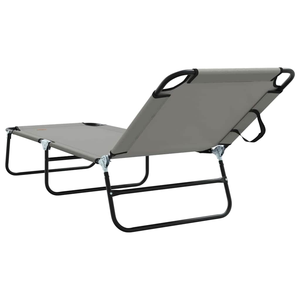 Tumbona plegable 2 pcs Gris 188 x 57 x 86,5 cm Poliéster