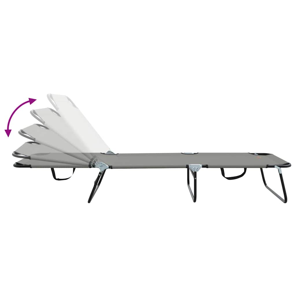 Tumbona plegable 2 pcs Gris 188 x 57 x 86,5 cm Poliéster