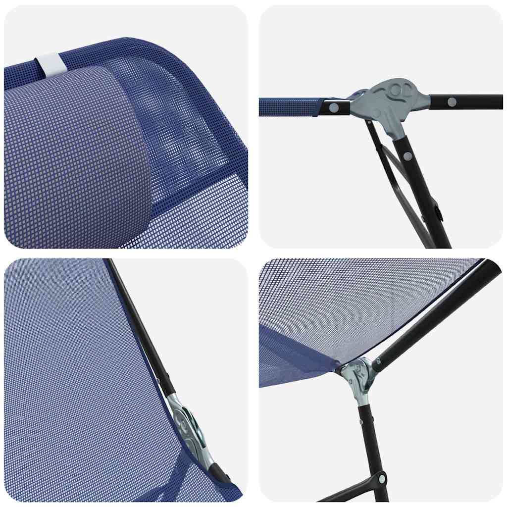 Tumbona plegable 2 pcs Azul marino 182 x 55 x 85,5 cm Textileno