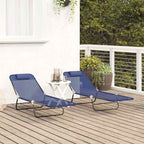 Tumbona plegable 2 pcs Azul marino 182 x 55 x 85,5 cm Textileno
