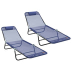 Tumbona plegable 2 pcs Azul marino 182 x 55 x 85,5 cm Textileno