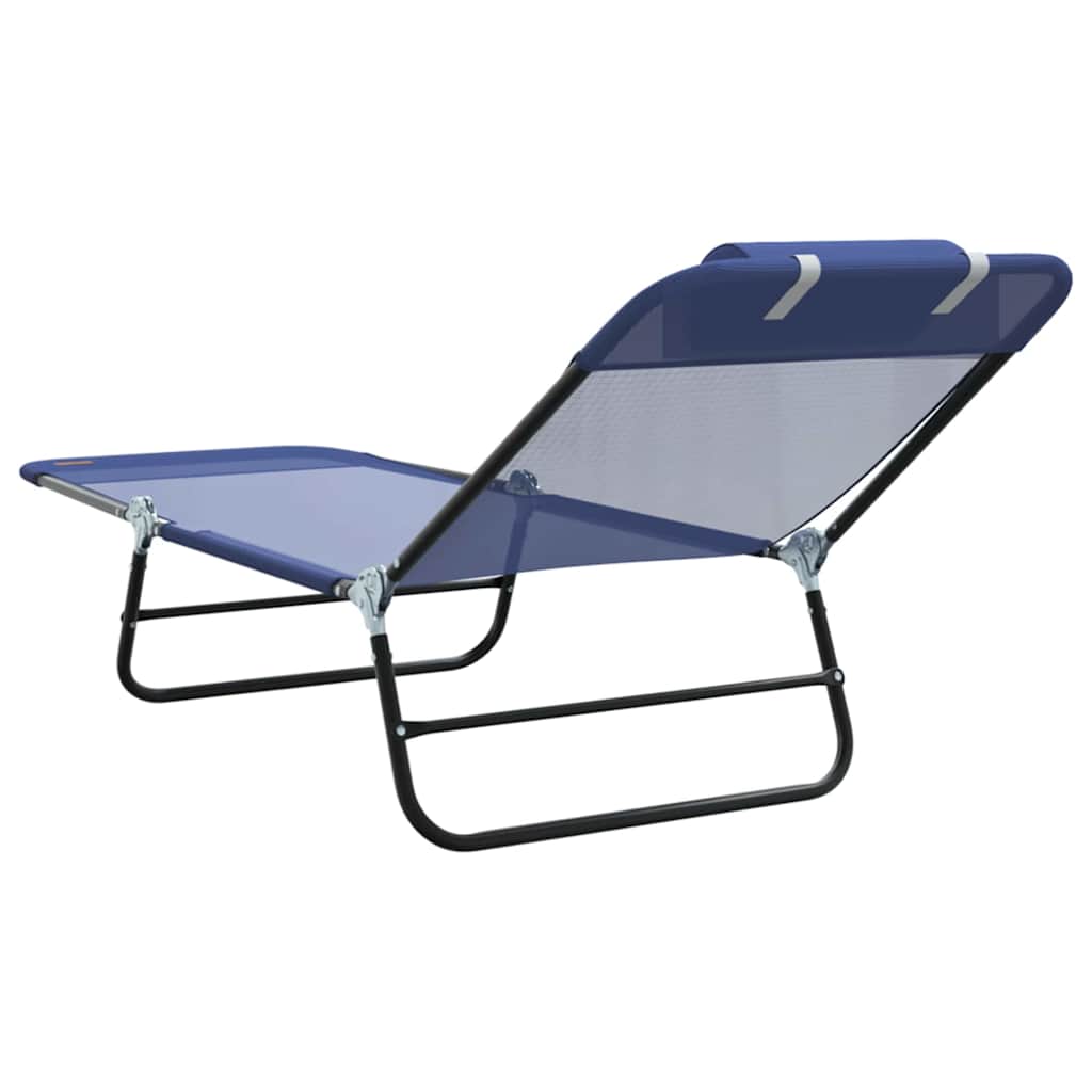 Tumbona plegable 2 pcs Azul marino 182 x 55 x 85,5 cm Textileno