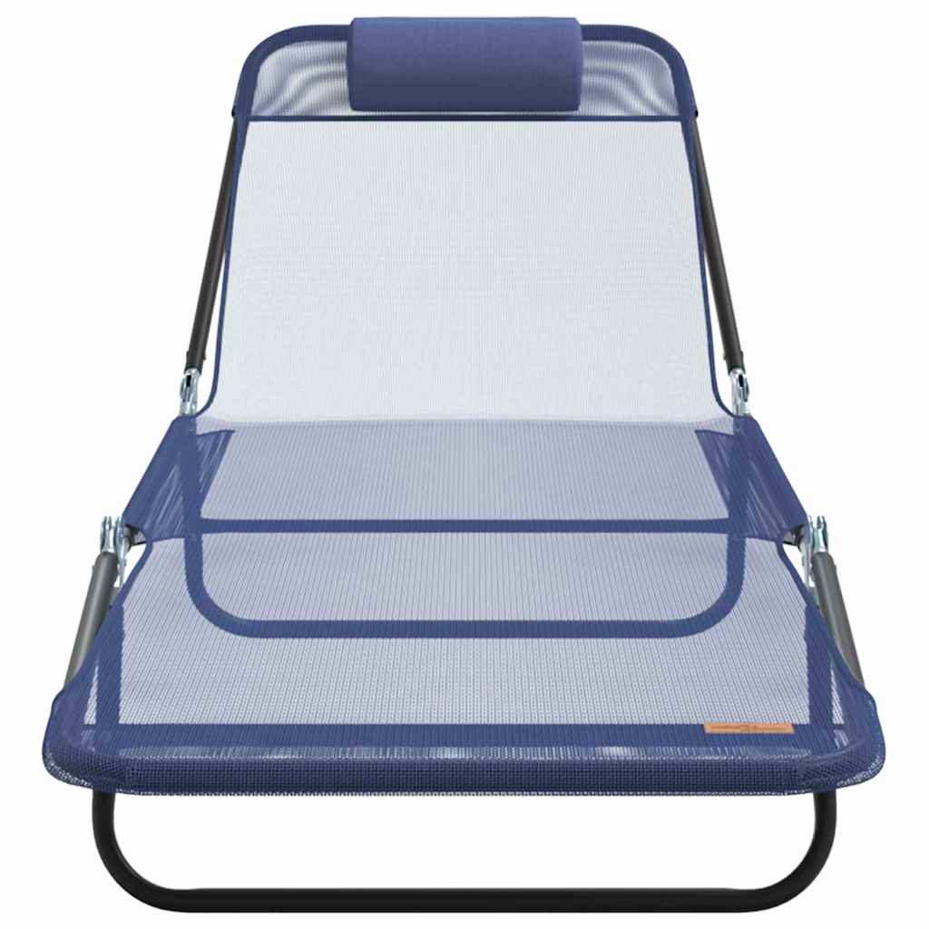 Tumbona plegable 2 pcs Azul marino 182 x 55 x 85,5 cm Textileno