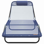 Tumbona plegable 2 pcs Azul marino 182 x 55 x 85,5 cm Textileno