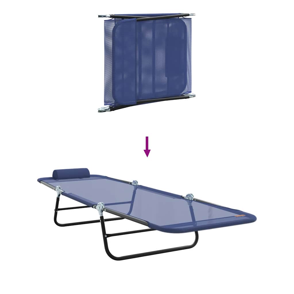 Tumbona plegable 2 pcs Azul marino 182 x 55 x 85,5 cm Textileno
