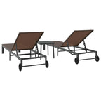 Tumbona 2-persona 3 pcs Marrón ratán sintético