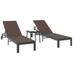 Tumbona 2-persona 3 pcs Marrón ratán sintético