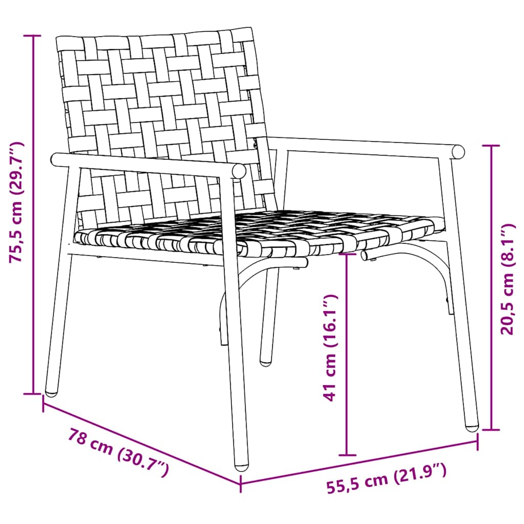 Silla de Jardín 2 pcs Marrón 78 x 55,5 x 75,5 cm
