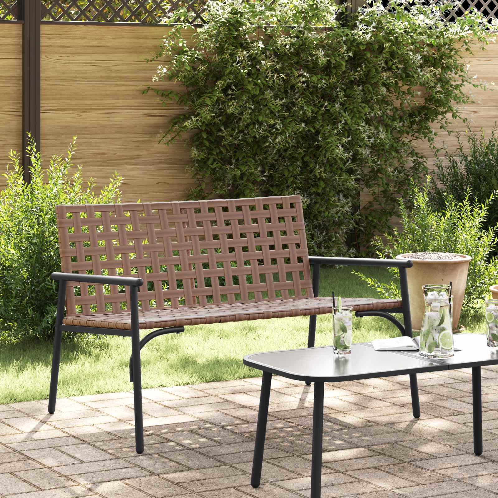 Silla de Jardín Marrón 110,5 x 79 x 75,5 cm ratán sintético