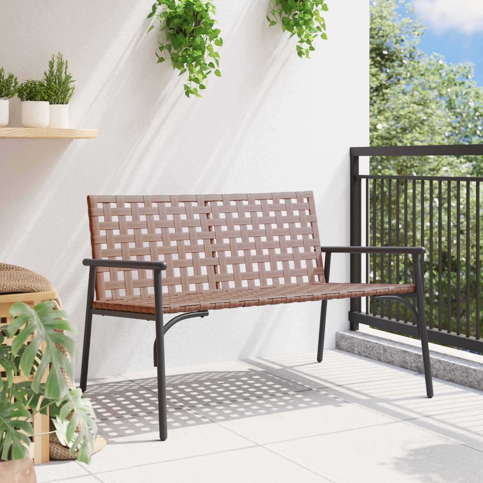 Silla de Jardín Marrón 110,5 x 79 x 75,5 cm ratán sintético