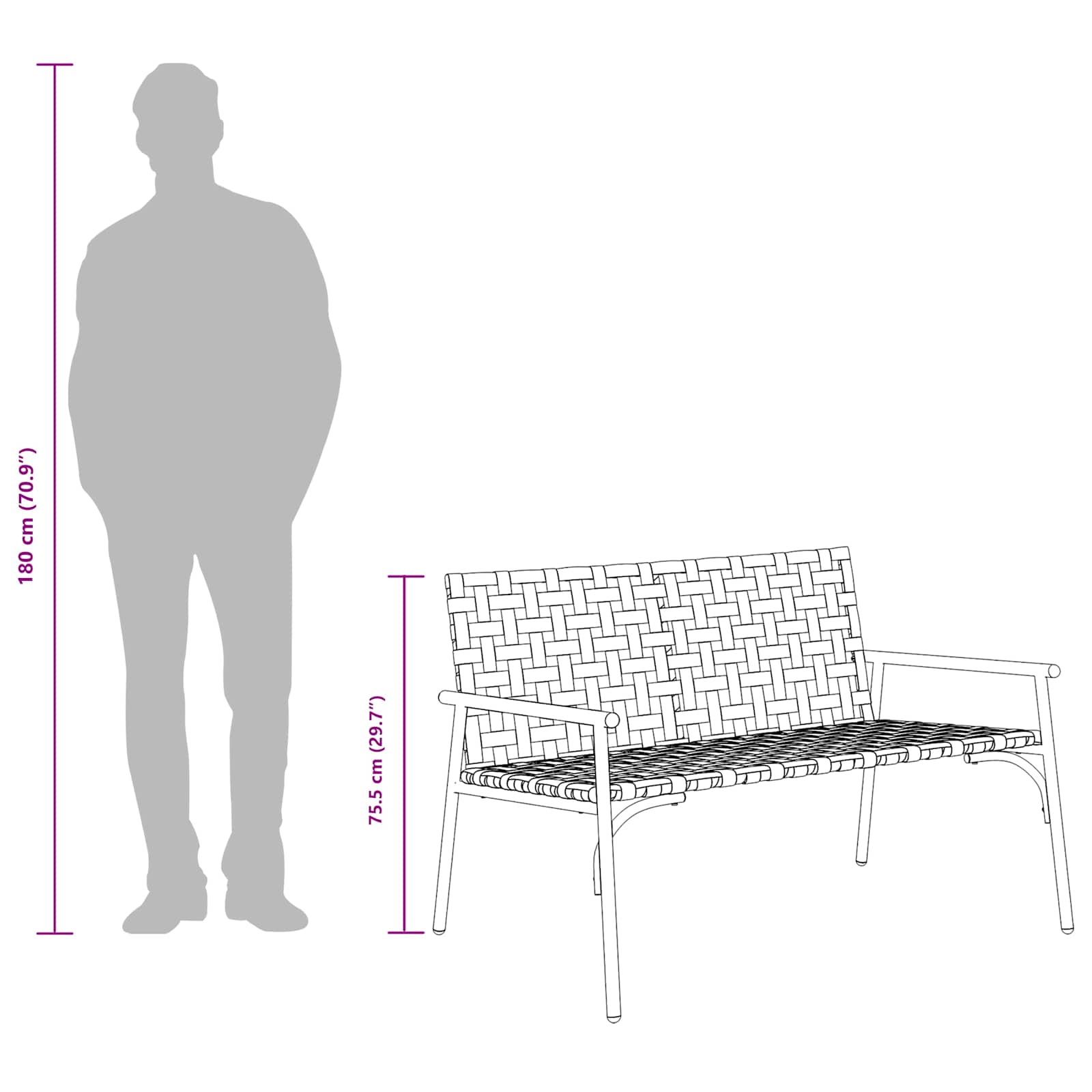 Silla de Jardín Marrón 110,5 x 79 x 75,5 cm ratán sintético