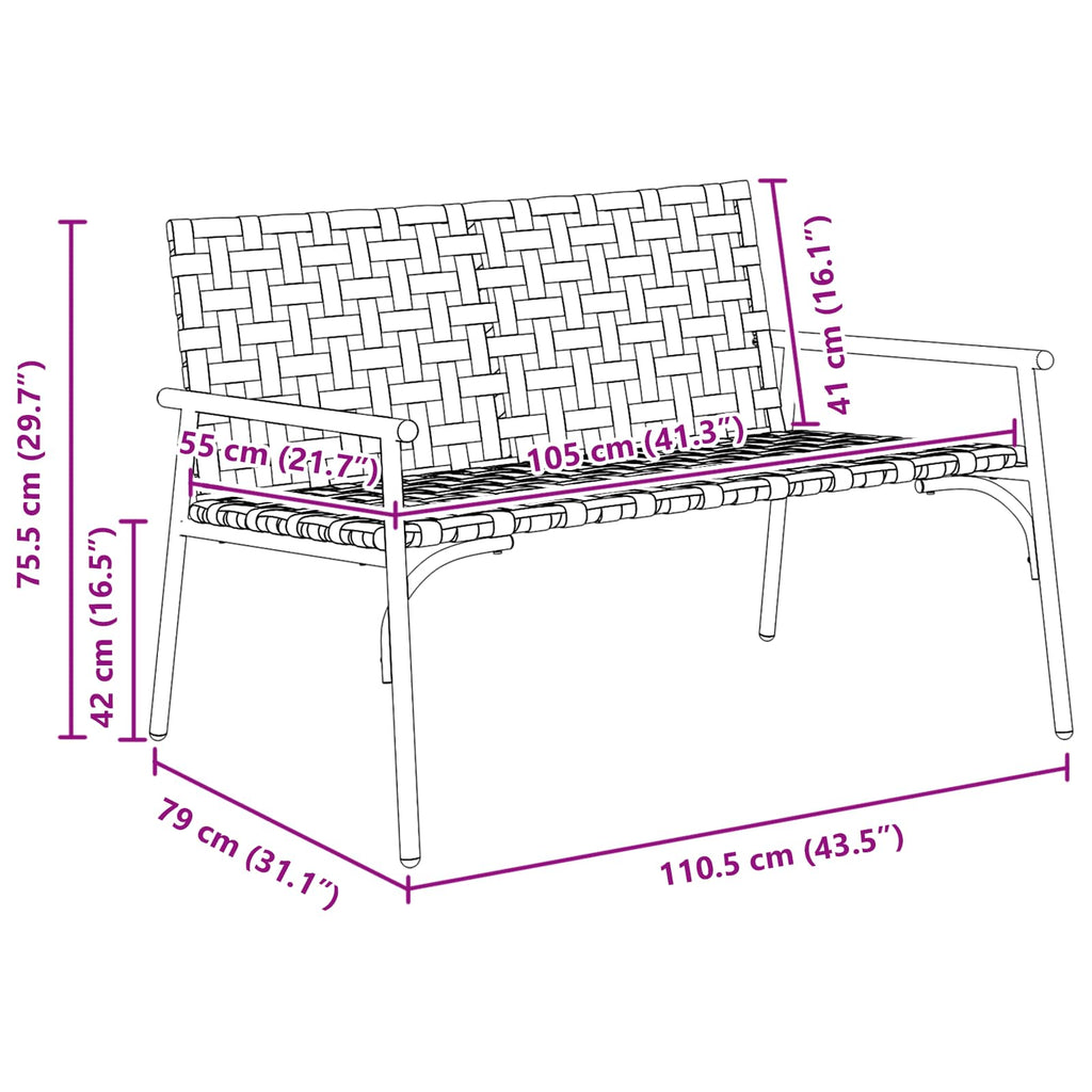 Silla de Jardín Marrón 110,5 x 79 x 75,5 cm ratán sintético
