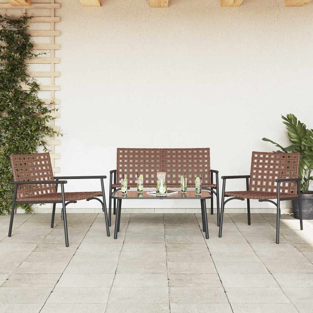 Conjunto de Comedor de Jardín 4 pcs Marrón ratán sintético