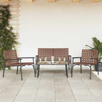 Conjunto de Comedor de Jardín 4 pcs Marrón ratán sintético