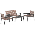 Conjunto de Comedor de Jardín 4 pcs Marrón ratán sintético