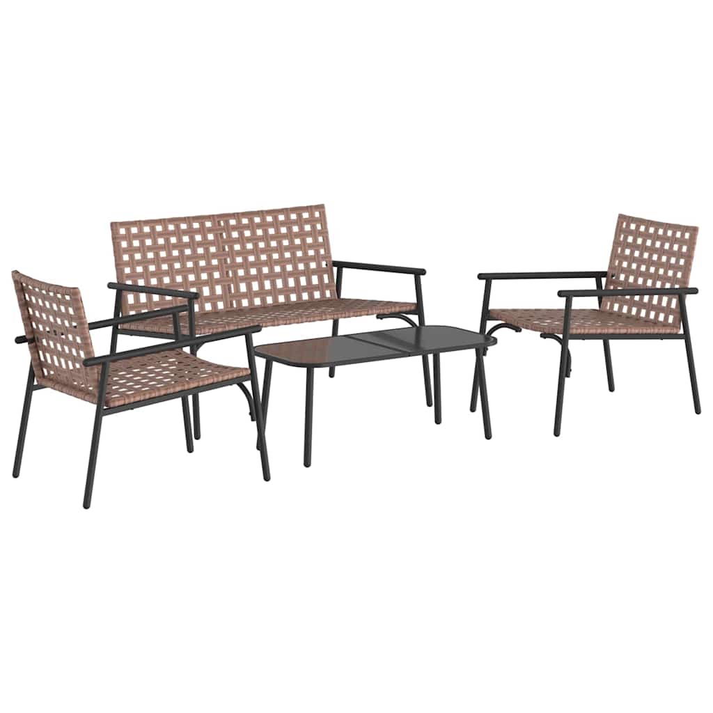 Conjunto de Comedor de Jardín 4 pcs Marrón ratán sintético