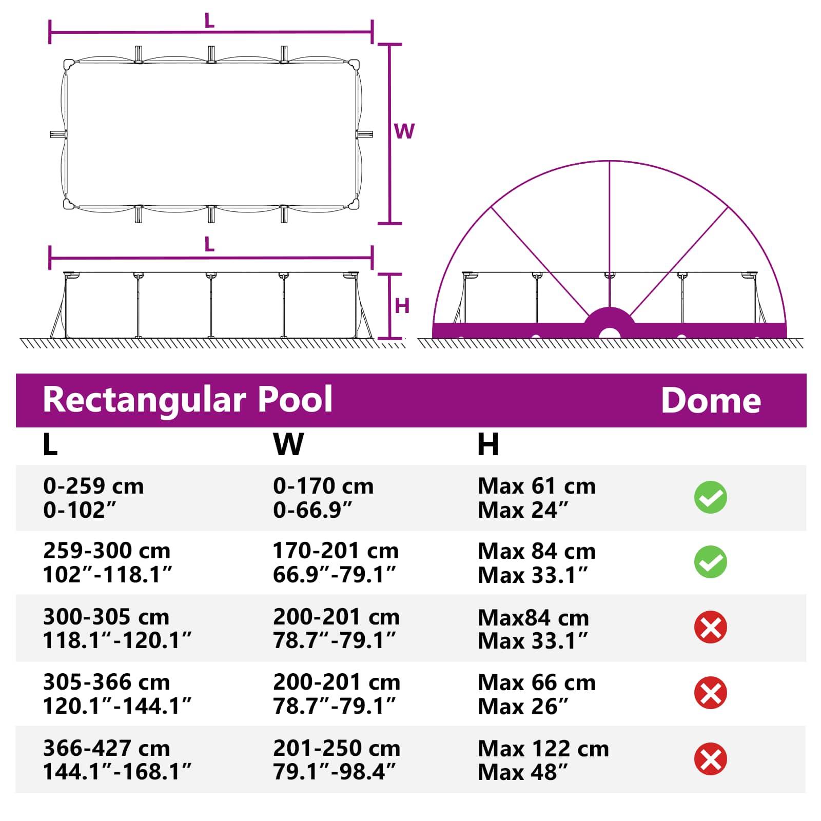 Cúpula para piscina Manual Azul 336 x 322 x 160 cm