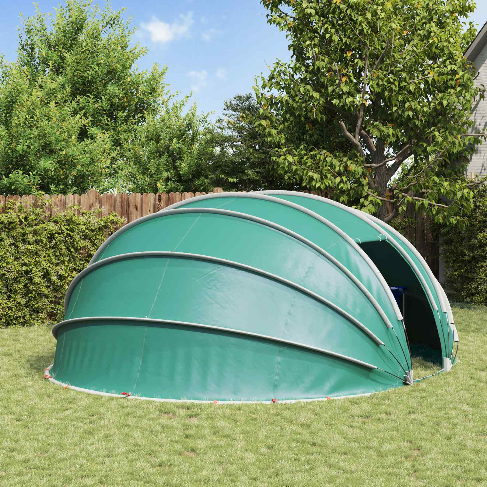 Tienda de piscina tipo cúpula Azul 538 x 440 x 204 cm