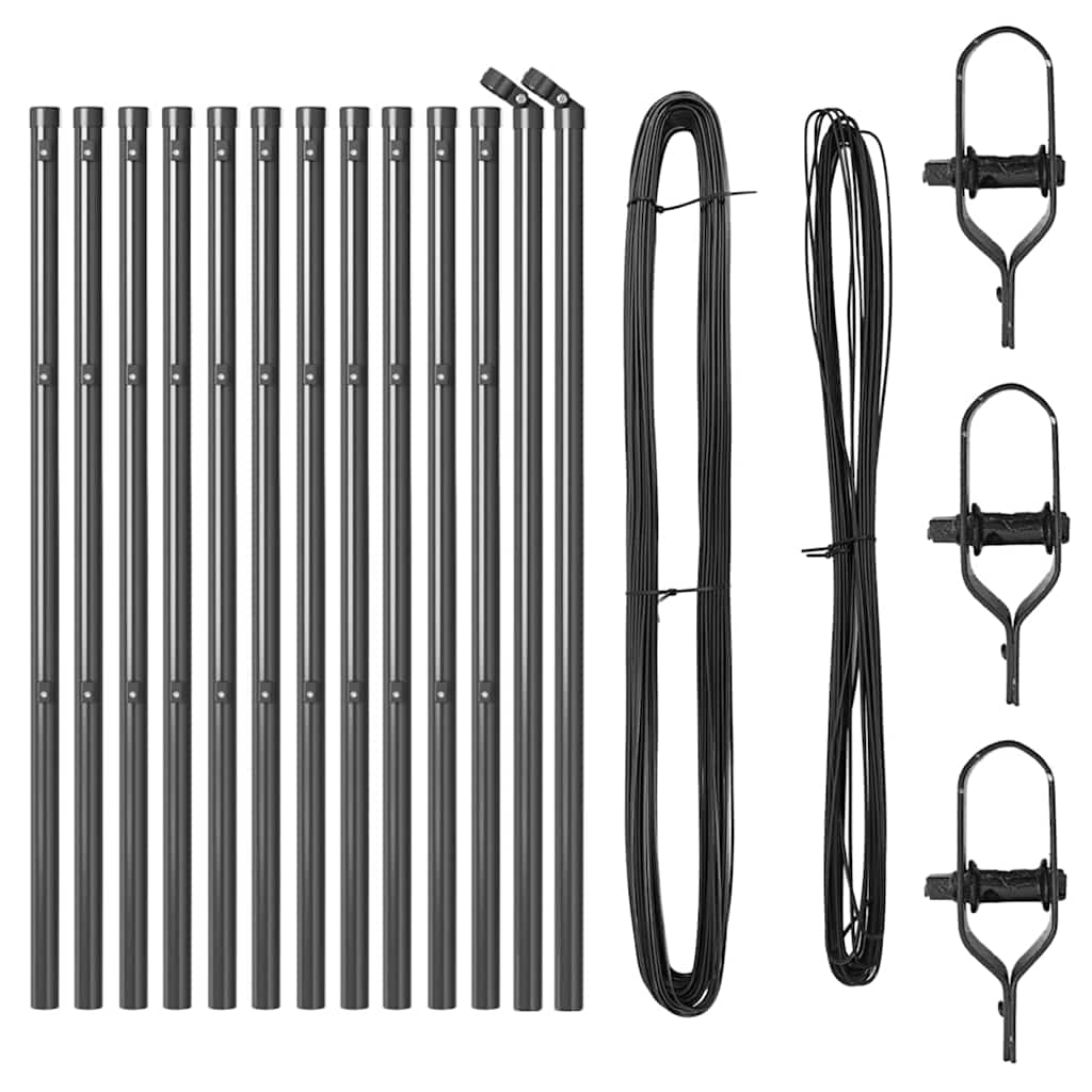 Poste de Valla 13 pcs Gris Acero