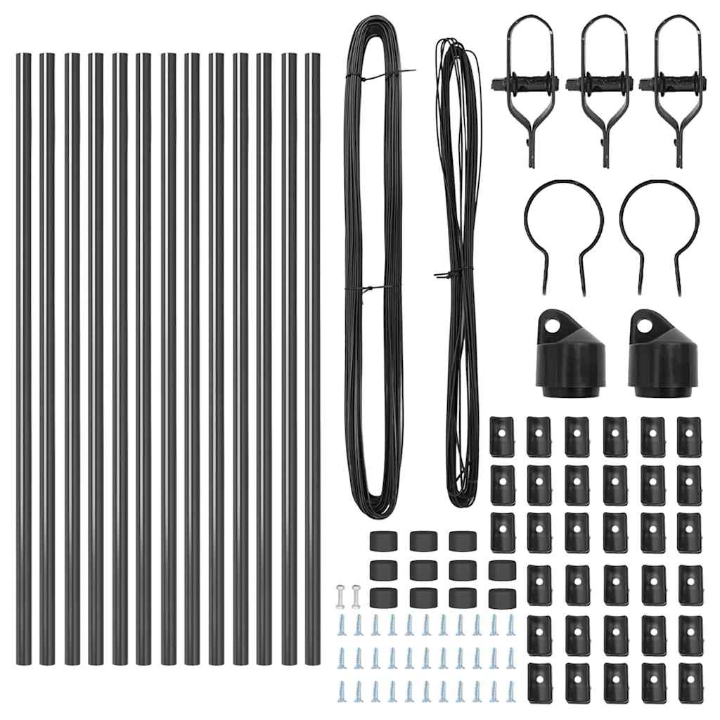 Poste de Valla 13 pcs Gris Acero