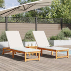 Tumbona 2 pcs Marrón 202 x 53 x 89 cm Madera de Acacia Sólida
