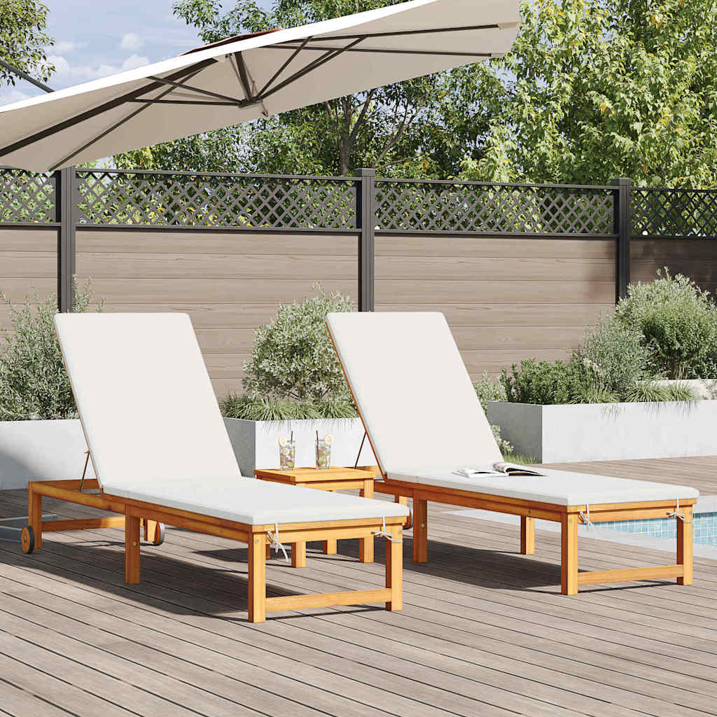 Tumbona 2 pcs Marrón 202 x 53 x 89 cm Madera de Acacia Sólida