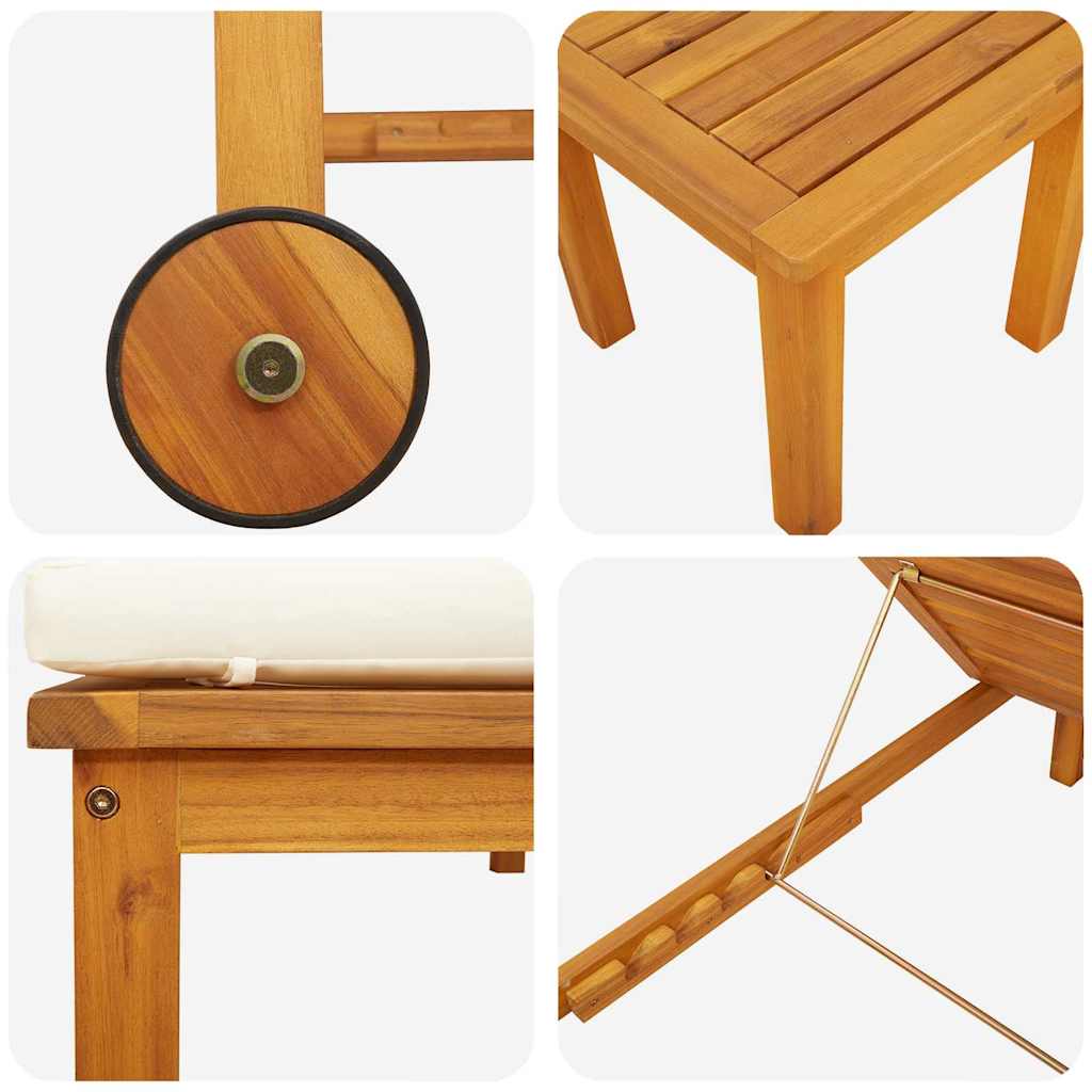 Tumbona 2 pcs Marrón Madera de Acacia Sólida