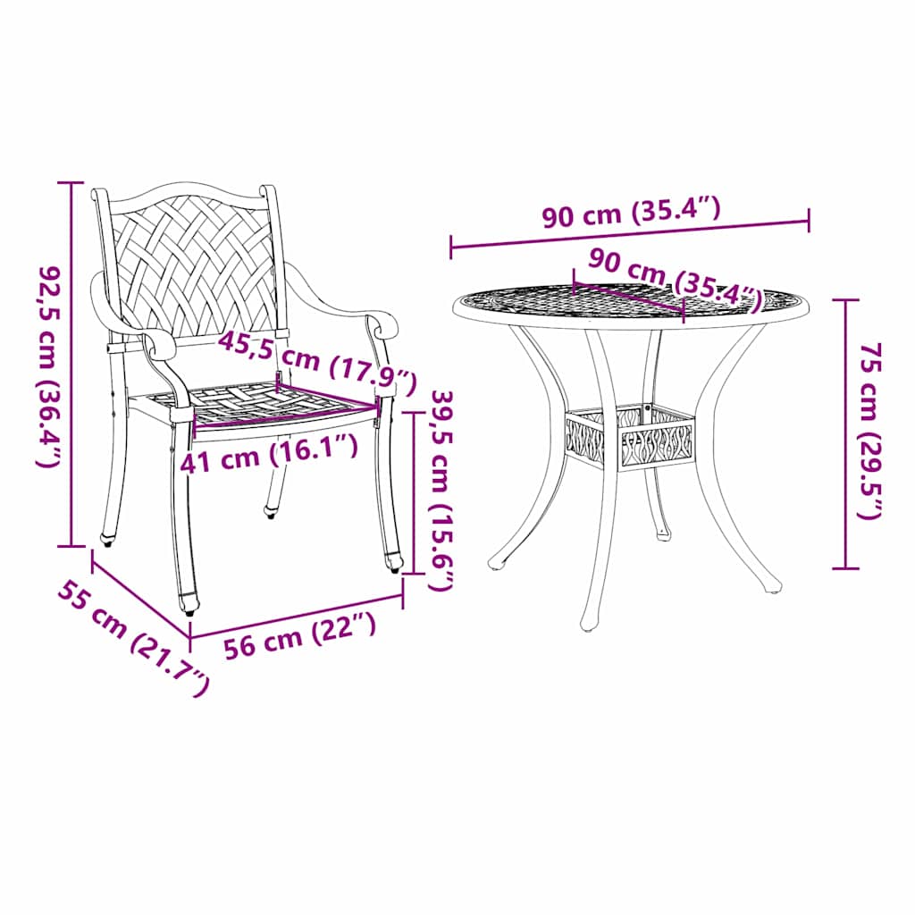 Conjunto de Comedor de Jardín 5 pcs Aluminio