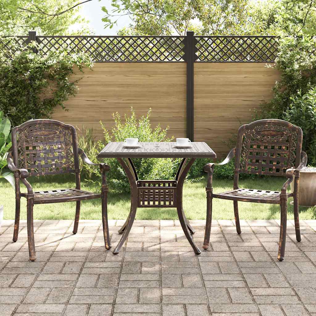 Conjunto de mesa de jardín 3 pcs Blanco Aluminio fundido