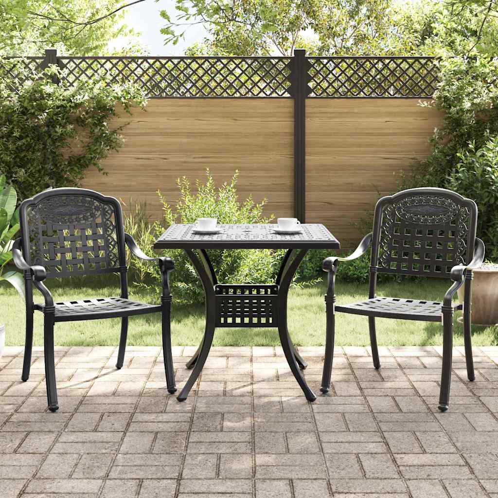 Conjunto de mesa de jardim 3 peças Branco Alumínio fundido