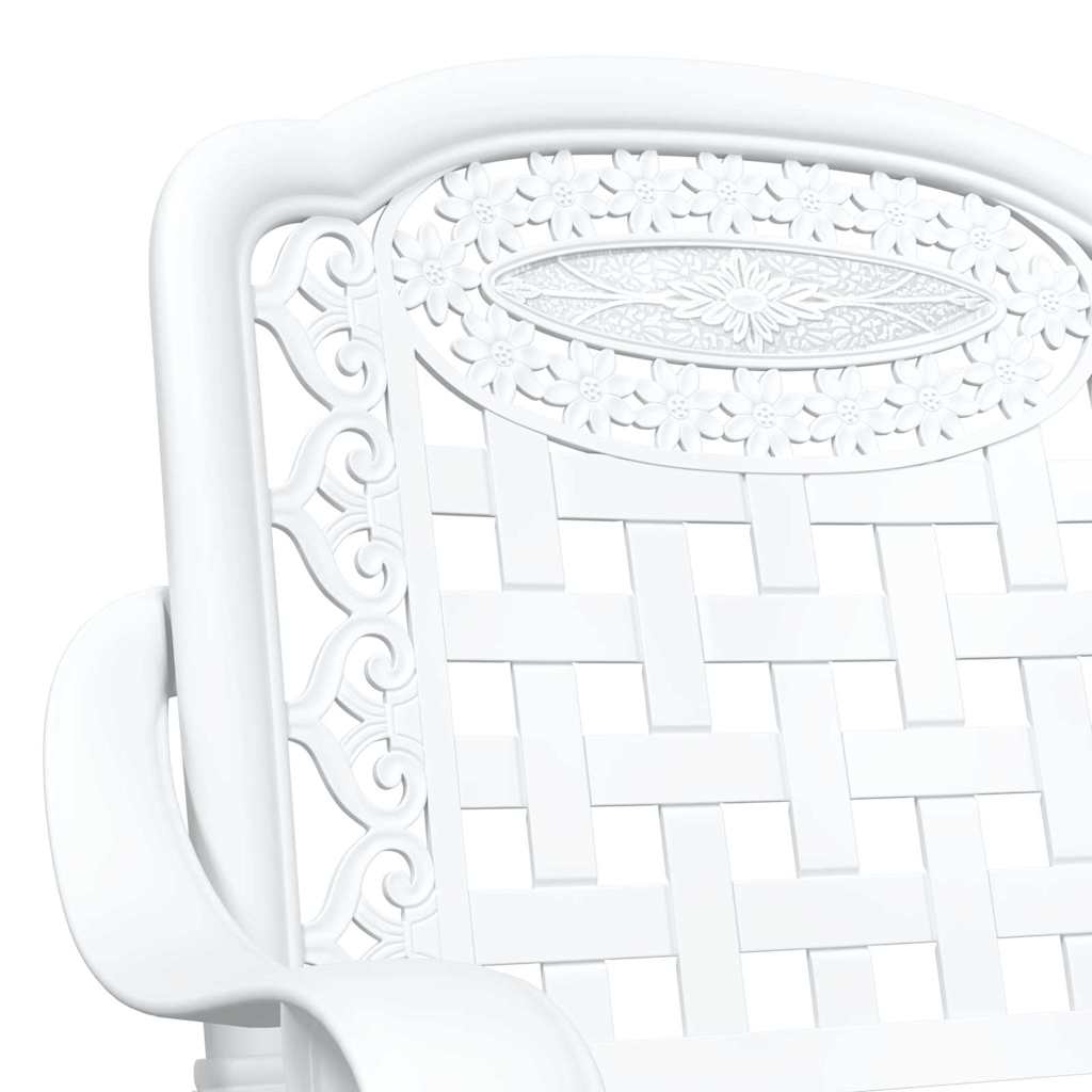Conjunto de mesa de jardín 3 pcs Blanco Aluminio fundido
