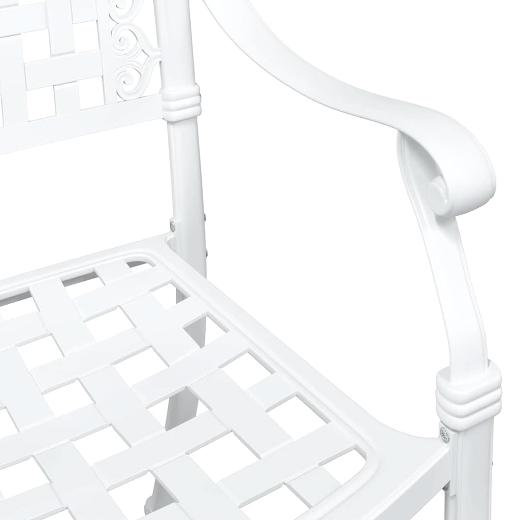 Conjunto de mesa de jardín 3 pcs Blanco Aluminio fundido