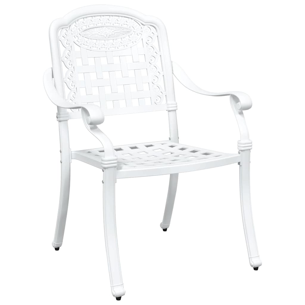 Conjunto de mesa de jardín 3 pcs Blanco Aluminio fundido