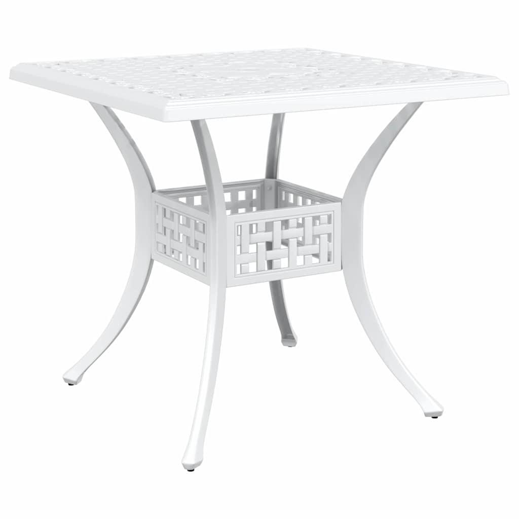 Conjunto de mesa de jardín 3 pcs Blanco Aluminio fundido