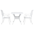 Conjunto de mesa de jardín 3 pcs Blanco Aluminio fundido